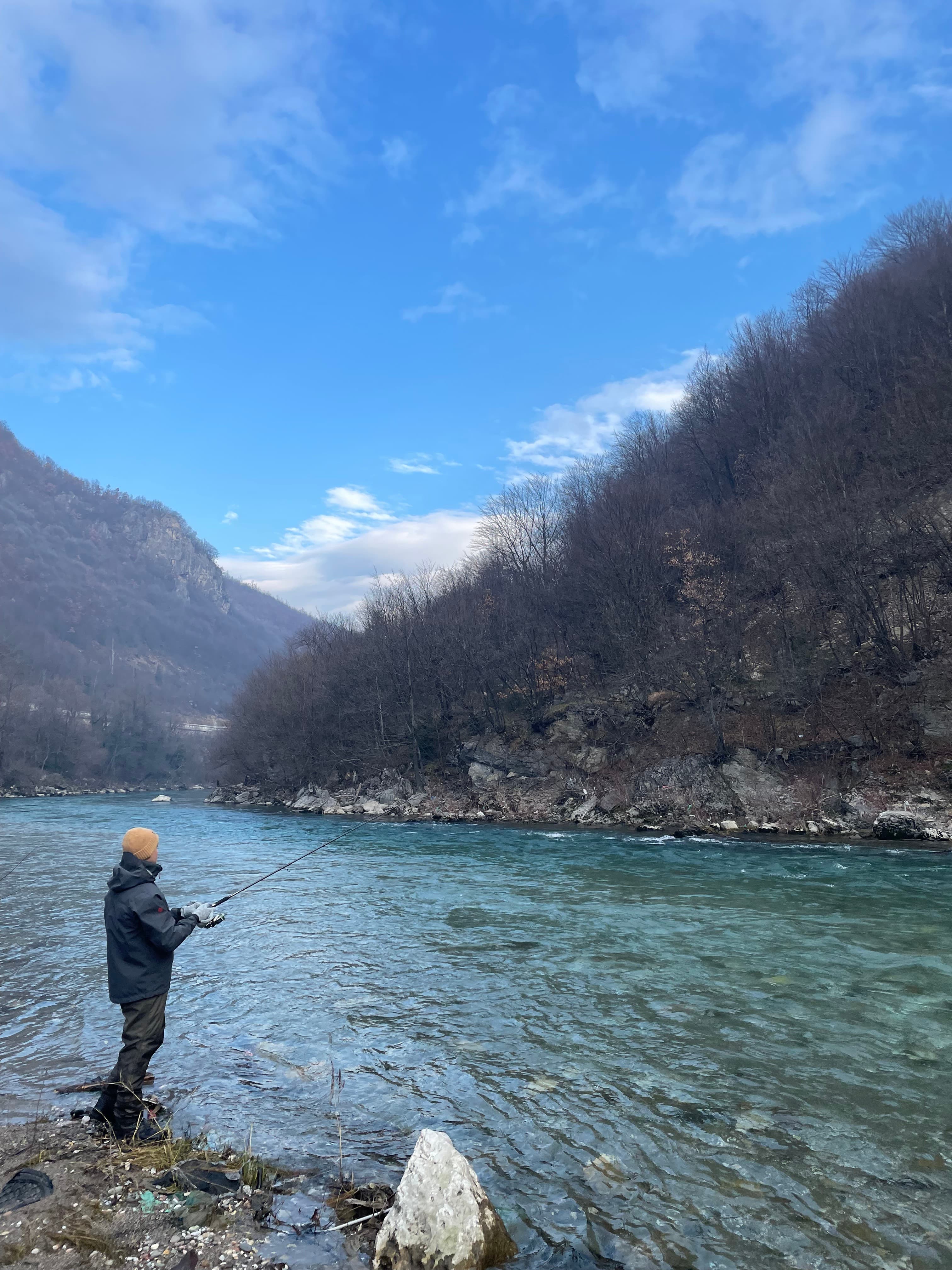 Turquoise Tara River flowing through its UNESCO-protected canyon in Montenegro