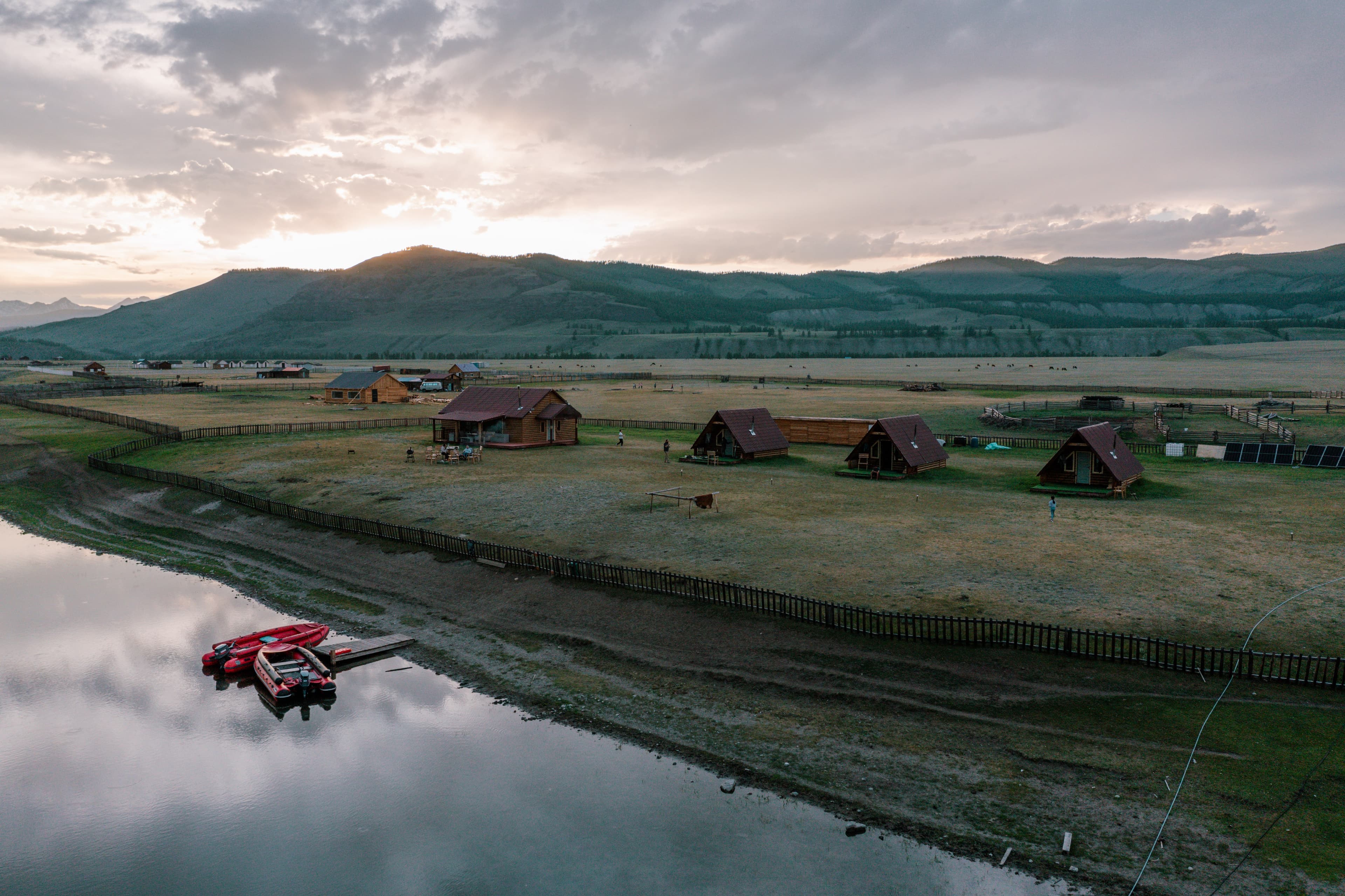Aerial view of the remote Mongolia expedition camp
